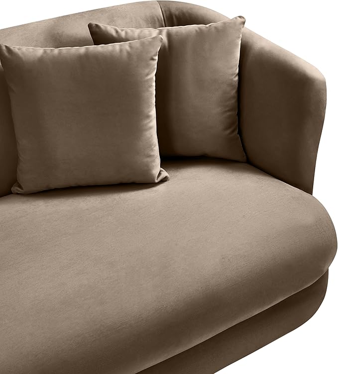 Meridian Furniture 699Taupe-L Alder Collection Modern | Contemporary Loveseat with Ultra Luxe Taupe 460 GSM Velvet Solid Wood Frame 66 W x 36 D x 30 H Taupe