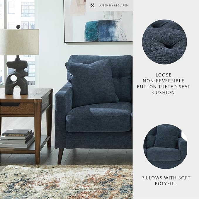Signature Design by Ashley Bixler Classic Tufted Loveseat with Removable Cushions Blue
