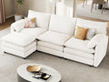 DWVO 108 Modular Sectional Sofa Modern L Shaped Couch with Movable Ottoman Pillow-Armrest Velvet 4 Deep Seat Cloud Couch for Living Room Beige