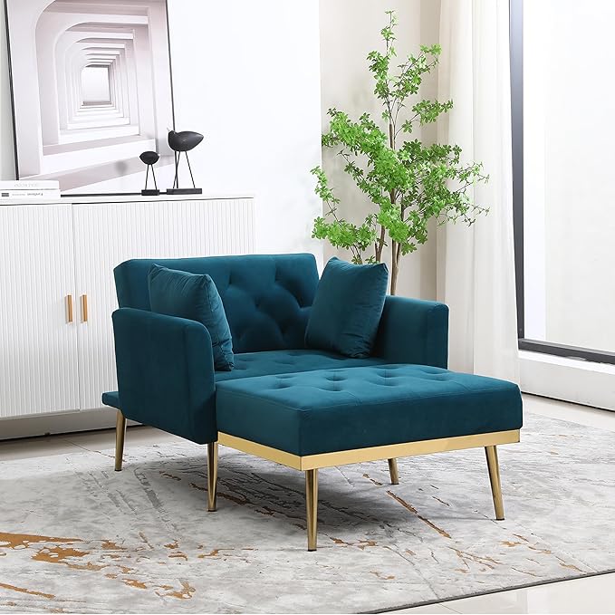 BEEY Single Sofa Accent Fabric Chair Comfy Upholstered Arm Chair Living Room FurnitureNavy 53 Loveseat Sofa Small Couches for Small Spaces Modern 2-Seater Couch with Button Tufted Back Dark Green