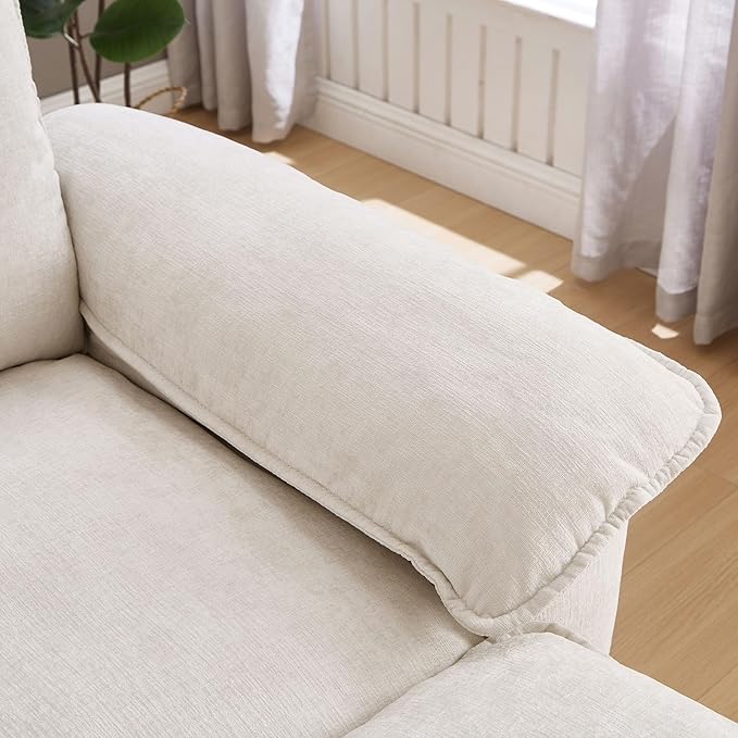 Oversized Chair with Ottoman Cloud Chenille Fabric Comfy Chaise Lounge Sofa Accent Arm Single Chair Indoor with Padded Armrest for Living Room Bedroom Office Storage Ottoman Beige