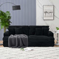 Modern Cloud Couch 3-Seater with 4 Matching Toss Pillows 88.58 Soft Corduroy Sofa with Deep Seat for Small Spaces Living Room Apartment (Black)