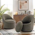 COLAMY Swivel Accent Chair Set of 2 360° Swivel Round Chair with Hidden Storage Modern Small Barrel Armchair for Living Room/Bedroom Green Textile Material
