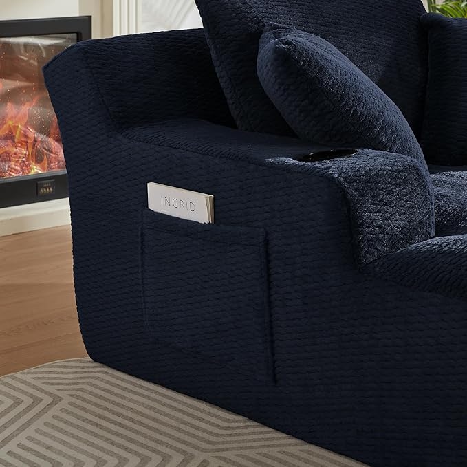 KEIKI 66 Oversized Chaise Lounge Chair Indoor No Assembly Ergonomic Sleeper Sofa Chair Soft Faux Fur Lounger for Home Office Breaks &amp Stress Relief