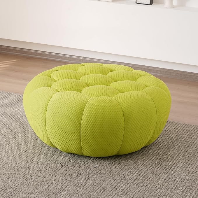 JACH 41.24'' Modern Lazy Floor Ottoman Bubble Footstool Upholstered Mesh Fabric Bubble Couch Sofa 3D Honeycomb Shape Ottoman for Living Room Office Apartment Small Space (Fluorescent Green)