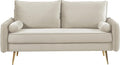Kent Modern Loveseat European Style Velvet Living Room Furniture with Tapered Legs Vintage Flair and Sleek Design Ivory