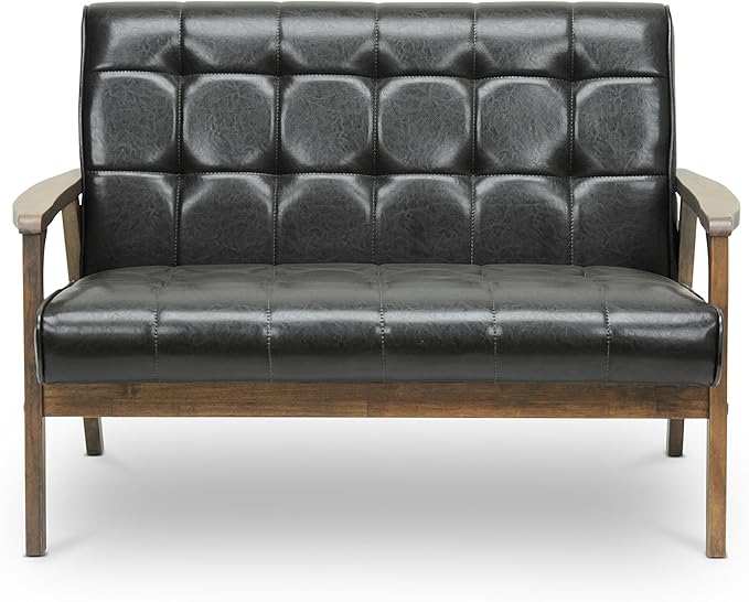 Baxton Studio Mid-Century Masterpieces Love Seat Brown