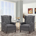 Wingback Recliner Chair with Massage and Heat Tufted Fabric Push Back Recliner Chair for Living Room Vintage Wingback Chair with Remote Control Padded Cushion Backrest Wooden Legs