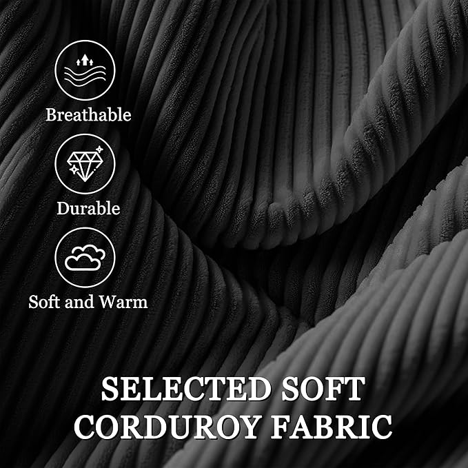 Recliner Chair for Adults Small Recliner Chair for Small Spaces Upholstered Corduroy Manual Recliner with Side Pockets Reclining Chair for Living Room Nursery Black