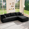 Hobestluk Modular Sectional Couch Sofa 108 Boneless Couches for Living Room Memory Foam Sectional Couch with Oversized ChaiseL-Shape Couches (Black Right Facing)