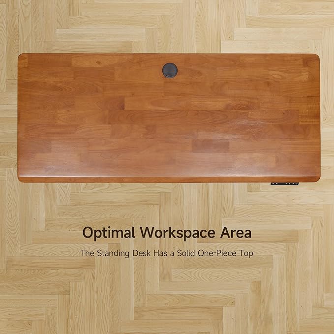 ONBRILL Standing Desk 55x23.6 Inches Whole-Piece Board Rectangle Stand Up Desk with Solid Wood Desktop and Memory Controller Adjustable Height from 28-46 Inches for Home &amp Office Brown