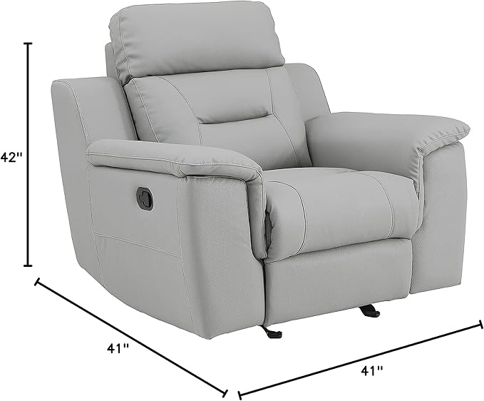 Blackjack Furniture Walker Leather Match Upholstered Reclining Living Room Chair Lava Gray