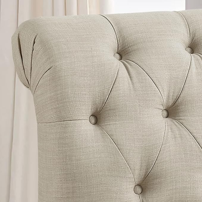 Rosevera Larkin Upholstered Tufted Fine Polyester Chair Loveseat Sofa Bench with Armless Design Easy Assembly for Living Room Bedroom Beige
