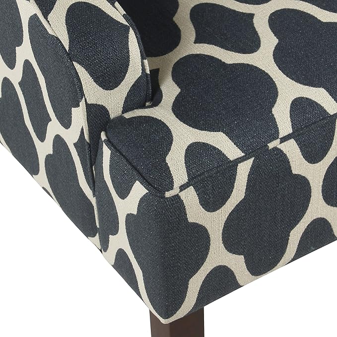 Homepop Home Decor | Upholstered Classic Swoop Arm Accent Chair | Accent Chairs for Living Room &amp Bedroom | Decorative Home Furniture Dark Navy Geometric
