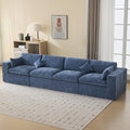 155''Cloud Boneless Sectional Couch Modular Sectional Sofa Deep Seat Oversized Upholstered Convertible Comfy 4 Seater Chenille Memory Foam Sofa Couches for Living Room Blue
