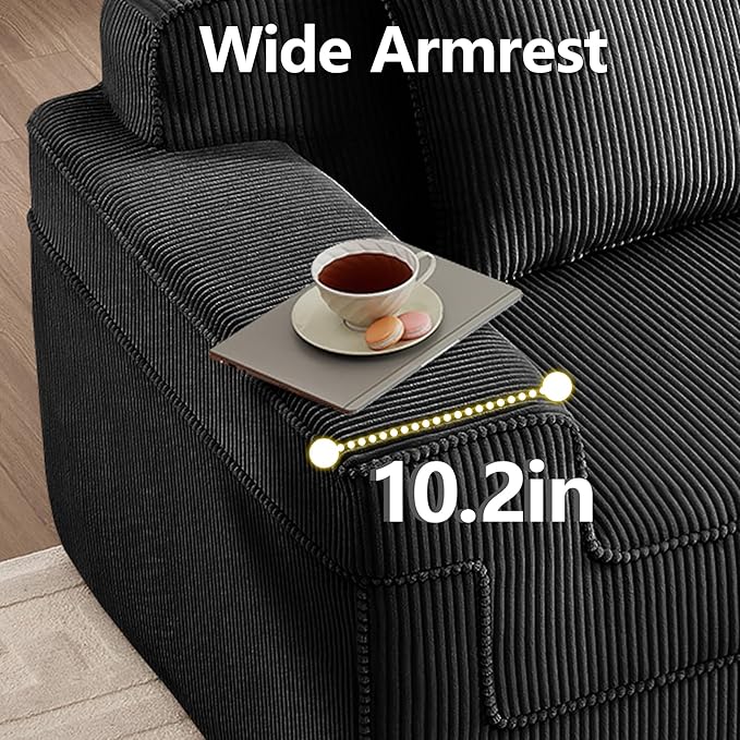81.1 Corduroy Boneless Couch LoveseatModular Sectional Couch with Deep Seat Comfy Cloud Couch Sofa for Living Room BedroomNo Assembly Required