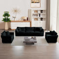 mikibama Luxury 3 Piece Sofa Set 2 Pieces of Single Sofa and 1 Piece of 3 Seater Sofa Modern Chenille Comfy Cloud Couches Set with 7 Pillows for Living Room Office Black
