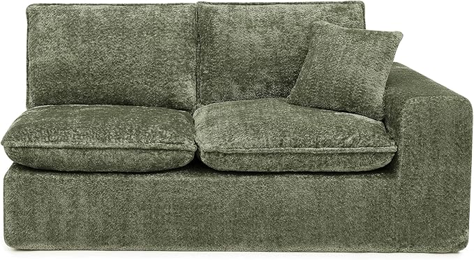 L-Shaped Boneless Modular Sectional Cloud Couches 7 Seat Modular Boucle Floor Foam Boneless Sofa Couch with Ottomans Headrest Pillows and Removable Cushions