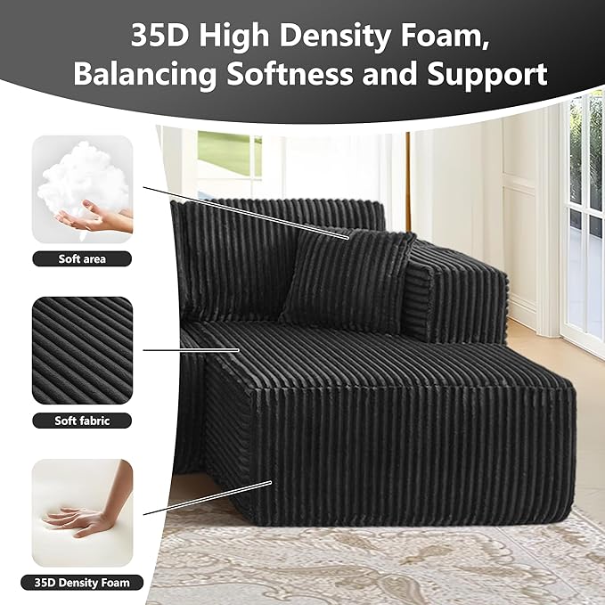 Oversized Modular Sectional Sofa Couch143.3 U Shaped Sofa Flannel Convertible Deep Seat 6 Seater Cloud Sofa for Large Living RoomTool-Free AssemblyBlack