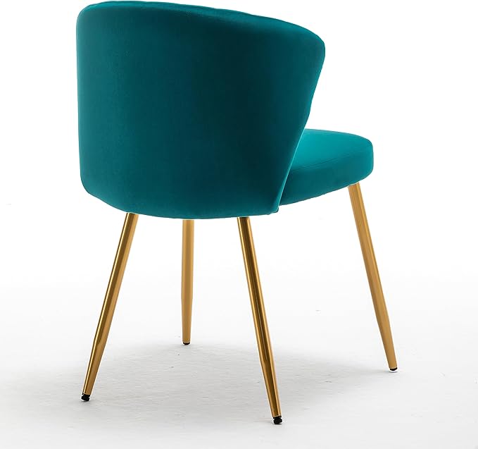 Modern Velvet Accent Chair for Living Room Bedroom Entryway or Small Spaces with Channel-Tufted Design Comfortable and Trendy Armless Seat Greenish Blue