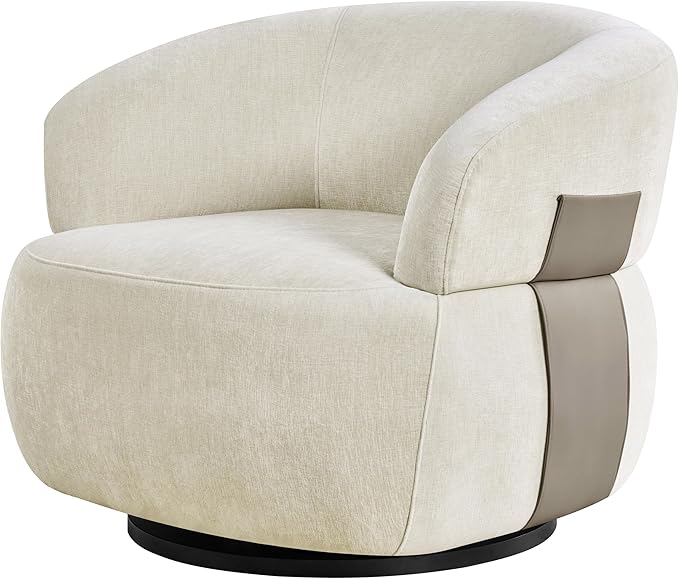 Swivel Accent Chair Modern Living Room Chairs Comfy Barrel Armchair Cozy Side Single Sofa Chair for Bedroom Reading Room Waiting Room Club Fully Assembled (Set of 2 New White)