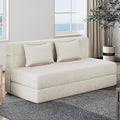 Luoxiao Folding Sofa Bed Foldable Full Lazy Floor Couch for Adults with Pillows Portable Convertible Futon Sleeper Chair for Small Space/Guest Room Washable Cover High-Density Foam Beige