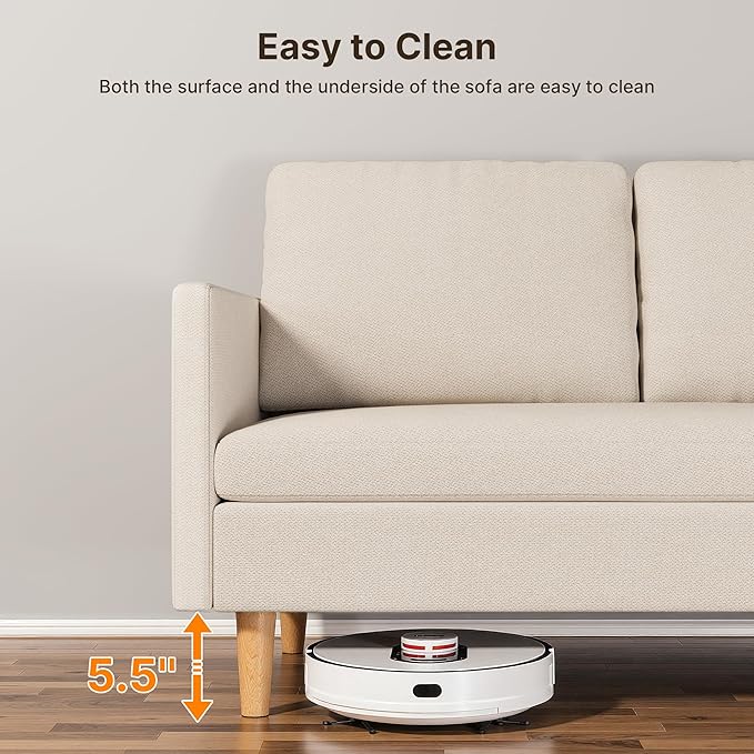 Gizoon 4-Seat Sectional Couch Convertible Sofa Bed 79.1'' L-Shape Sofa Bed with Comfortable Fabric Deeper Seat Comfy Seat Cushion for Living Room Apartments Office Beige
