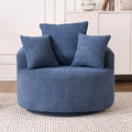 Yoglad 38.58'' Swivel Round Chair Comfy Boucle 360° Accent Chair with Thick Cushion Oversized Modern Single Sofa with 3 Pillows Soft Armchair for Nursery Living Room Bedroom Office (Blue)