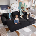 Modular Cloud Sectional Sofa – Oversized Deep Seat Couch with Pillows Convertible Foam SofaFreely Configurable for Living Room Apartment Bedroom (Black 3 Seater+3 Ottoman)