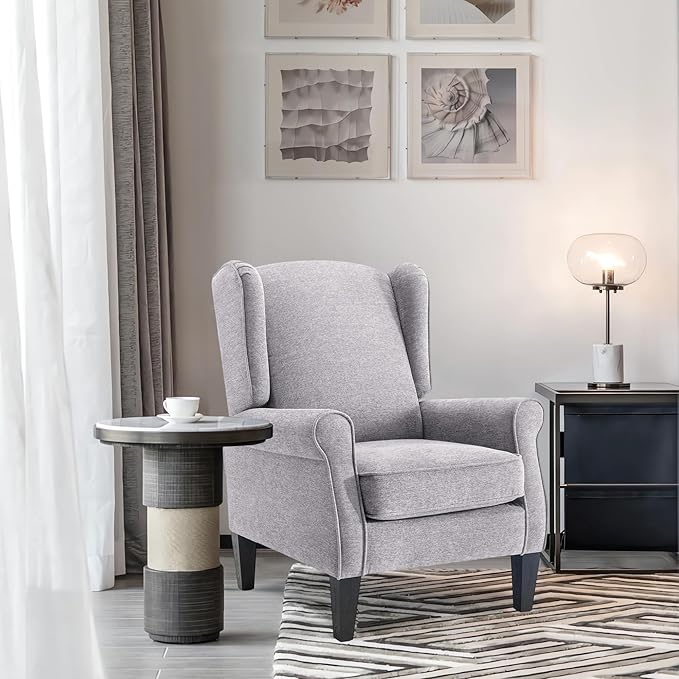 Accent Chair Set of 4 Modern Living Room Chairs with Wingback Comfy Upholstered High Back Single Sofa for Bedroom Mid-Century Reading Armchair Sillas para Sala