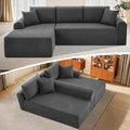 Modular Sectional Couch in a Box 103 L Shaped Boneless Cloud Couch with Deep Seat Convertible Sofa Bed for Living Room Bedroom Apartments No Assembly Required Grey Left Facing Chaise