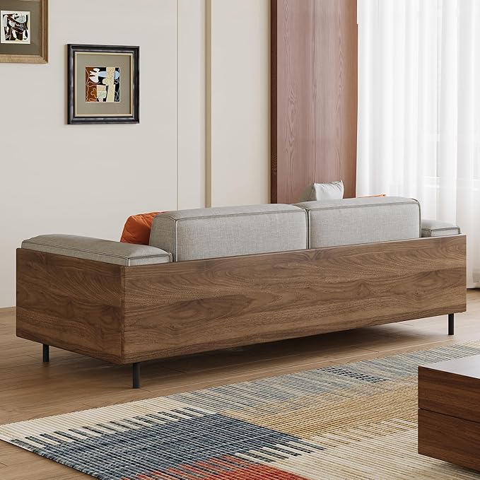 Modern-style 64.56 fabric sofa with solid wood frame and high-density sponge cushioning designed for easy assembly. A two-seater set suitable for living rooms and offices. (64.56inch-2Seats)