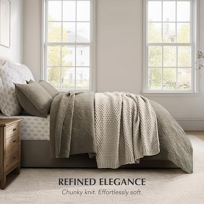 EVERGRACEHOME Chunky Chenille Knit Throw Blanket for Couch Soft Luxurious Moss Stitch Blankets for Bed Cozy Decorative Farmhouse Knitted Throws for Sofa Warm Gray 50 x 60