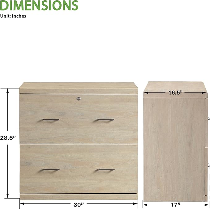 OSP Home Furnishings Alpine 2-Drawer Vertical File with Lockdowel Fastening System 30 inches Wide Norwegian Alder Finish