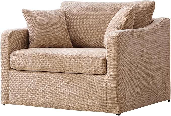 44 Large Accent Chair for Living RoomBrown Oversized ChairCozy Reading Chairs for AdultsUpholstered Chenille ChairBig Armchair Comfy