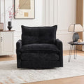 Mid Century Modern Swivel Accent Chair Overstuffed Thick Pad Arm Chair with Solid Metal Base Comfortable 360° Rotation Single Sofa for Living Room Bedroom Office (Black Chenille)