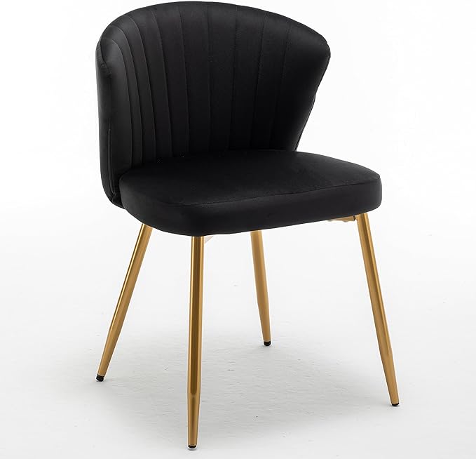 Modern Velvet Accent Chair for Living Room Bedroom Entryway or Small Spaces with Channel-Tufted Design Comfortable and Trendy Armless Seat Black