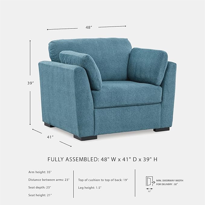 Signature Design by Ashley Keerwick Modern Upholstered Oversized Chair Blue