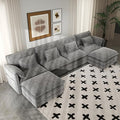 Real Relax 145'' Modular Sectional Sofa U Shaped Chenille Convertible Couch with Movable Ottoman 8 Pillows and 2 Armrest Pillows for Living Room Office and Leisure Places Dark Gray