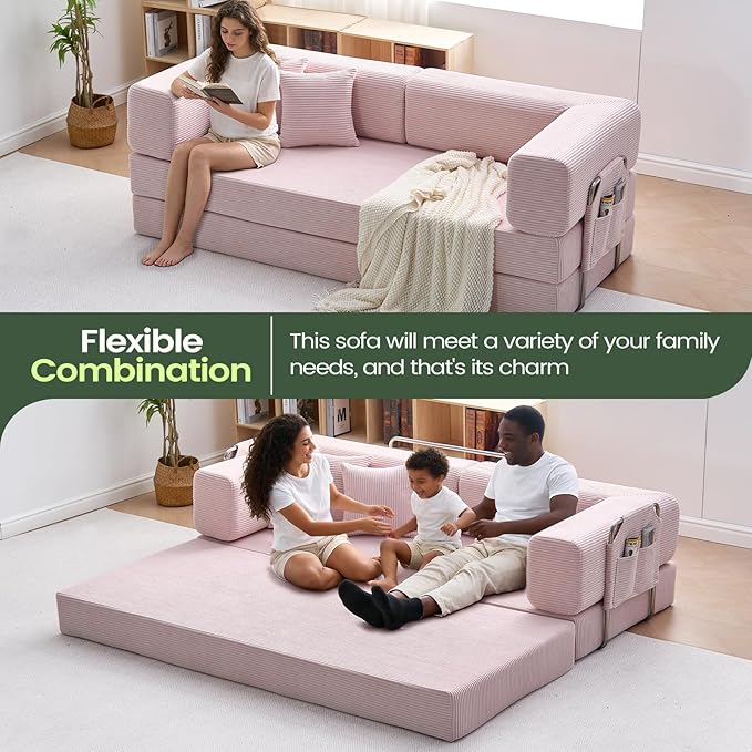 Multi-functionalcorduroy Sofa Bed Crafted from Corduroy Fabric is Ideal for Apartments and Living Rooms. Sleeper Sofa Couch Folding futon or Foldable Floor Convertible Floor Studio | Multi-functiona