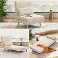 Aiho Futon Sofa Bed 3-in-1 Convertible Sleeper Chair Bed Futon Chair with 6-Level Adjustable Backrest and Pillow for Guest Room Apartment Dorm Velvet Beige