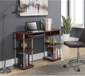 Retro Desk with Shelves - Home Office Computer Desk Corner Vanity Nail Table - 47 Cherry Finish