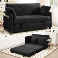 65 Convertible Loveseat Sofa Bed 2-in-1 Folding Sofa Bed with 2 Pillow for Small Spaces Modern Loveseat Sleeper Couch for Apartment Living Room &amp Guest Room (Black Corduroy 65 inch)