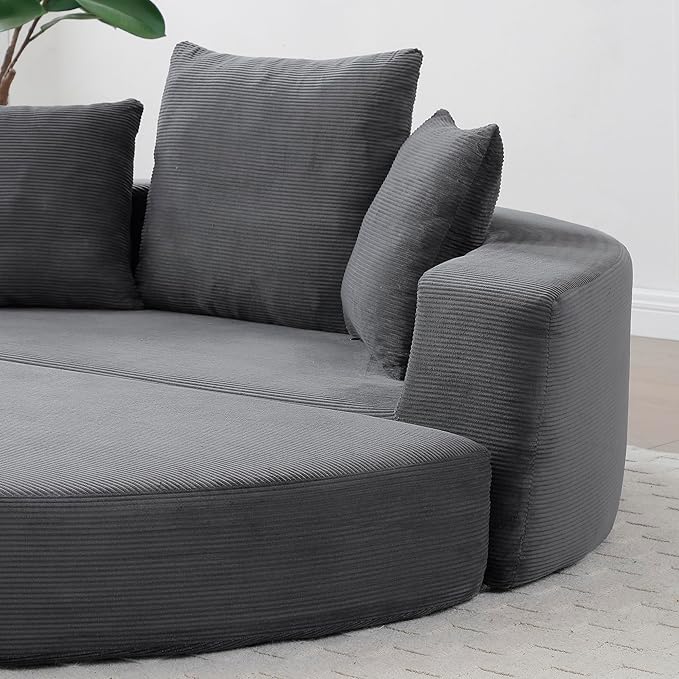 KEIKI 67 Corduroy Convertible Circular Floor Sofa BedMulti-Functional Adjustable Futon Couch for Living Room Bedroom OfficeNo Assembly