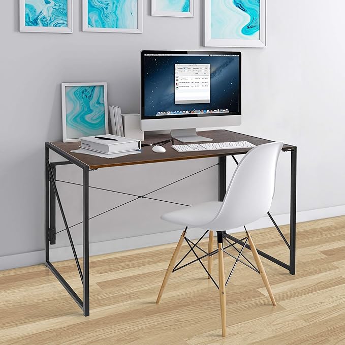 Folding Computer Desk Writing Table Study Work Station Portable Notebook PC Laptop Standing Desk Home Office Espresso