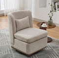Swivel Accent Chair for Living Room25.2 Modern Chenille 360° Rotating Armless Chair with Metal BaseUpholstered Seat &amp PillowReading Chair for Office &amp Bedrooms (Beige)
