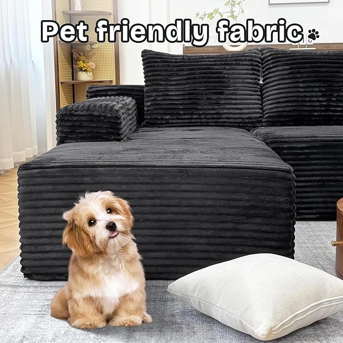 104 Sectional Couches for Living Room Modular Sectional Sofa with Deep Seat L-Shape Couch with Chaise Boneless Couch for Living Room Bedroom No Assembly Required (Flannel Left)