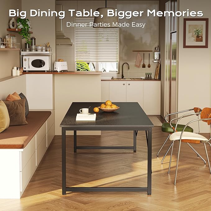 PRAISUN 78.7 X 29.5 Inch Computer Desk with Deeper Desktop Long Gaming Office Writing Work Desk for Home Office Study Bedroom Work from Home Metal Frame Black