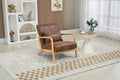 KEIKI Mid Century Modern Accent Chair Upholstered Reading Chair with Extra Lumbar Pillow Natural Jute Fabric Easy Assembly