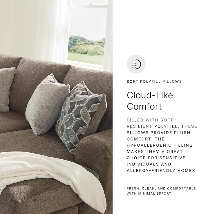 Signature Design by Ashley Stonemeade Casual Right-Arm Facing Sofa Chaise with 4 Toss Pillows Dark Brown